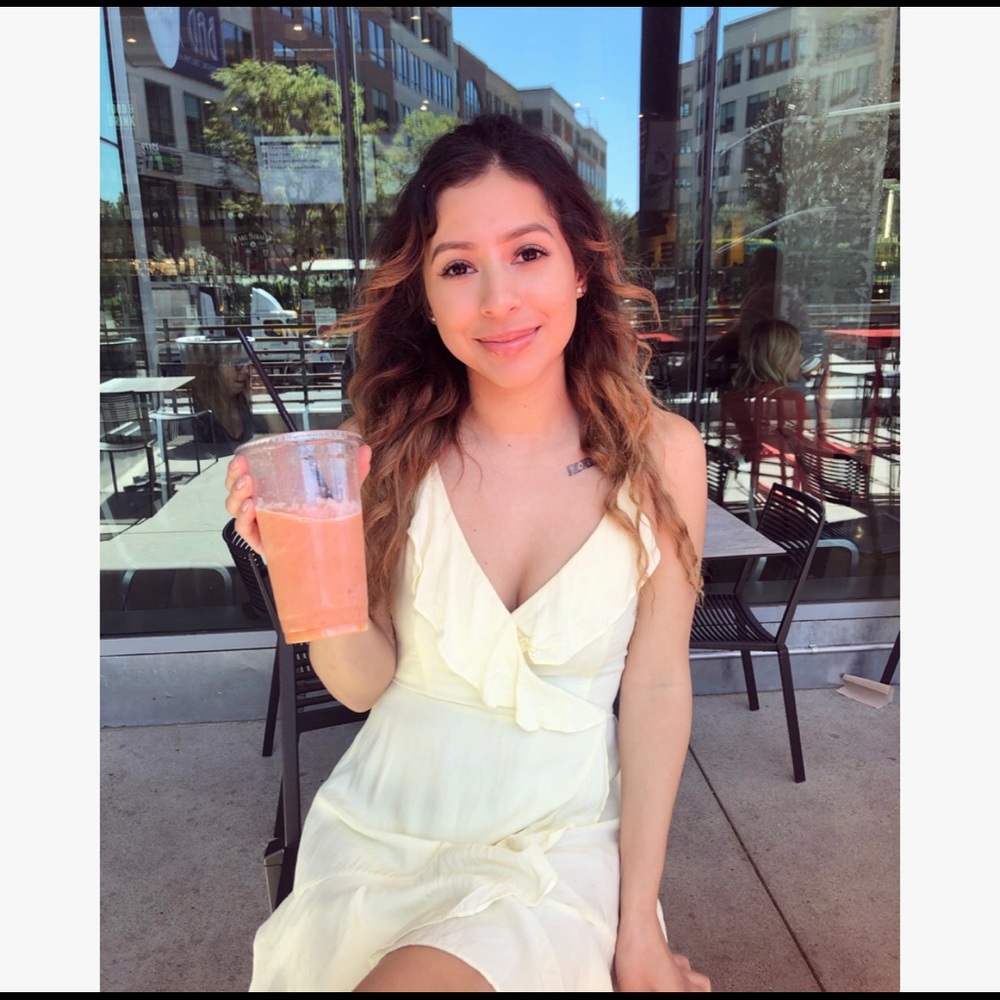 Yellow flowy dress